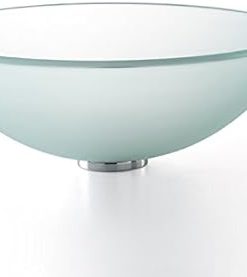 Frosted 14″ Glass Vessel Bathroom Sink with PU-MR Satin Nickel 2