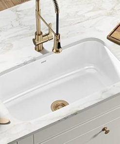 KRAUS KEU-14WHITE Pintura 16 Gauge Undermount Single Bowl Enameled Stainless Steel Kitchen Sink, 31 1/2-inch, White 2