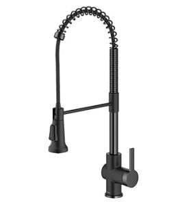 KRAUS Britt Commercial Style Pull-Down Single Handle Kitchen Faucet in Matte Black/Spot-Free Black Stainless Steel, KPF-1691MBSFSB