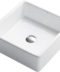 Kraus KCV-120 Square Ceramic Bathroom Sink, White 2