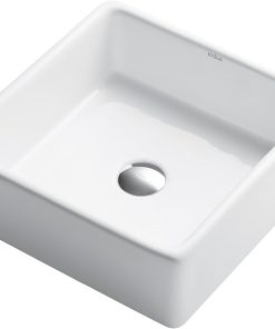 Kraus KCV-120 Square Ceramic Bathroom Sink, White 2