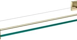 Kraus Ventus Glass Bathroom Shelf with Rail, Brushed Gold Finish, KEA-17745BG