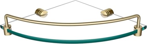 Kraus Elie Glass Bathroom Corner Shower Shelf with Rail in Brushed Gold, KEA-18846BG