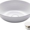 KRAUS Viva™ Round White Porcelain Ceramic Vessel Bathroom Sink with Pop-Up Drain, 15 3/4 in. D x 5 3/8 in. H, KCV-205GWH 4