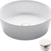 KRAUS Viva™ Round White Porcelain Ceramic Vessel Bathroom Sink with Pop-Up Drain, 13 in. D x 4 3/8 in. H, KCV-204GWH 3