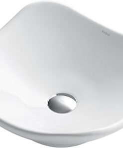 KRAUS Elavo Modern Art Vessel White Porcelain Ceramic Bathroom Sink, 15 3/4 inch KCV-135 2