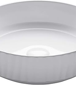 KRAUS Viva™ Round White Porcelain Ceramic Vessel Bathroom Sink, 15 3/4 in. D x 4 3/4 in. H, KCV-201GWH