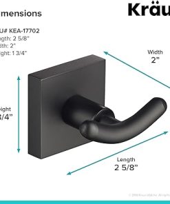 Kraus Ventus Bathroom Robe and Towel Double Hook, Matte Black Finish, KEA-17702MB 2