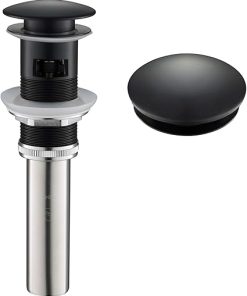 KRAUS Pop-Up Drain with Overflow in Matte Black, PU-11MB