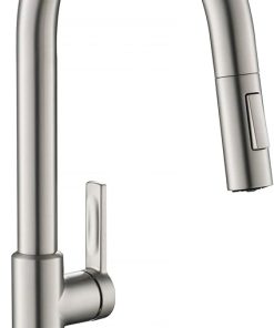 KRAUS Oletto Single Handle Pull Down Kitchen Faucet in Spot Free Stainless Steel, KPF-2820SFS