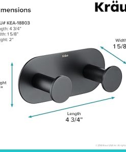 Kraus Elie Bathroom Robe and Towel Double Hook, Matte Black Finish, KEA-18803MB 2