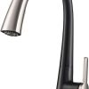 Kraus Bolden Touchless Sensor Commercial Style 2-Function Single Handle Pull Down Kitchen Faucets in Spot-Free Stainless Steel/Matte Black, KSF-1610SFSMB 4