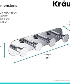 Kraus Elie Bathroom Robe and Towel Hook Rack with 4 Hooks, Chrome Finish, KEA-18804CH 2