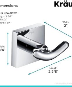 Kraus Ventus Bathroom Robe and Towel Double Hook, Chrome Finish, KEA-17702CH 2