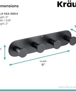 Kraus Elie Bathroom Robe and Towel Hook Rack with 4 Hooks, Matte Black Finish, KEA-18804MB 2