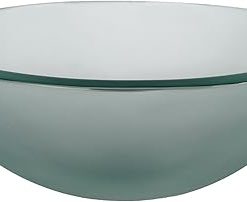 Frosted 14" Glass Vessel Bathroom Sink with PU-MR Satin Nickel