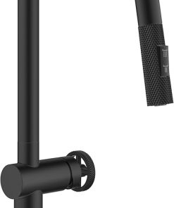 KRAUS Urbix Industrial Pull-Down Single Handle Kitchen Faucet in Matte Black, KPF-3126MB