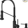 KRAUS Torak Pull Down Kitchen Faucet in Spot-Free Brushed Brass/Matte Black with 2 Function Sprayer, Pre-Attached Water Lines, and Mounting Hardware, KPF-2840SFBBMB 4