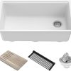 Kraus KHU101-21 Standart PRO 16 Gauge Undermount Single Bowl Set (4 Item Bundle: Sink, Bottom Grid, Drain Assembly, Kitchen Towel), 21 Inch, Stainless Steel 3