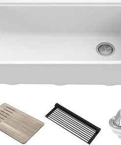 KRAUS Kitchen Sink Bellucci 32” Undermount Workstation Granite, Metallic White, Accessories, KGUW1-33WH