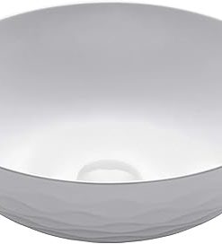 KRAUS Viva™ Round White Porcelain Ceramic Vessel Bathroom Sink, 16 1/2 in. D x 5 1/2 in. H, KCV-200GWH
