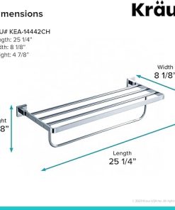KRAUS Bathroom Accessories – Bath Towel Rack with Towel Bar in Chrome 2