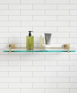 Kraus Ventus Glass Bathroom Shelf with Rail, Brushed Gold Finish, KEA-17745BG 2