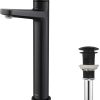 KRAUS Indy Single Handle Vessel Bathroom Faucet and Pop Up in Matte Black, KVF-1400MB-PU-10MB