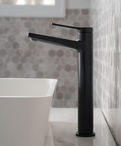 KRAUS Indy Single Handle Vessel Bathroom Faucet and Pop Up in Matte Black, KVF-1400MB-PU-10MB 2