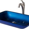KRAUS 22-inch Rectangular Blue Glass Bathroom Vessel Sink and Spot Free Arlo Faucet Combo Set with Pop-Up Drain, Stainless Brushed Nickel C-GVR-204-RE-1200SFS