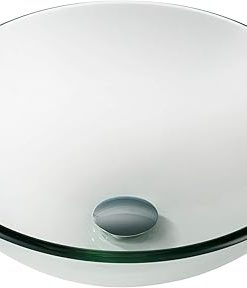 KRAUS Round Clear Glass Vessel Bathroom Sink, 16 1/2 inch GV-101