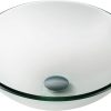 KRAUS Viva™ Round White Porcelain Ceramic Vessel Bathroom Sink with Pop-Up Drain, 16 1/2 in. D x 5 1/2 in. H, KCV-200GWH 4