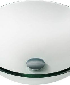 KRAUS Round Clear Glass Vessel Bathroom Sink, 16 1/2 inch GV-101
