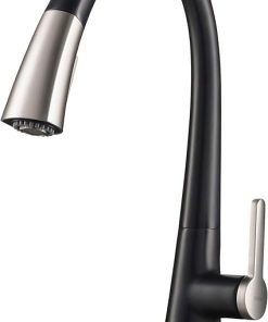Kraus KPF-1673SFSMB Nolen Dual Function Pull, Faucets for Kitchen Sinks, Single-Handle, 16 3/8 Inch, Spot Free Stainless Steel/Matte Black 2