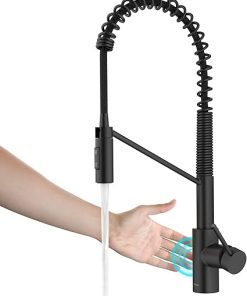 KRAUS Oletto Touchless Sensor Commercial Pull-Down Single Handle Kitchen Faucet with QuickDock Top Mount Assembly in Matte Black