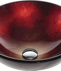 Irruption Red Glass Vessel Bathroom Sink with PU-MR Chrome 2