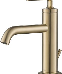 KRAUS Ramus Single Handle Bathroom Sink Faucet with Lift Rod Drain in Brushed Gold, KBF-1221BG