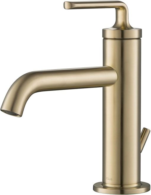 KRAUS Ramus Single Handle Bathroom Sink Faucet with Lift Rod Drain in Brushed Gold, KBF-1221BG