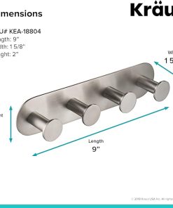 Kraus Elie Bathroom Robe and Towel Hook Rack with 4 Hooks, Brushed Nickel Finish, KEA-18804BN 2