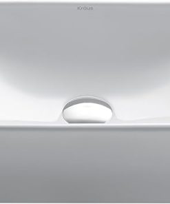 KRAUS Elavo Rectangular Vessel White Porcelain Ceramic Bathroom Sink, 19 inch KCV-122