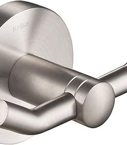 Kraus Elie Bathroom Robe and Towel Double Hook, Brushed Nickel Finish, KEA-18802BN