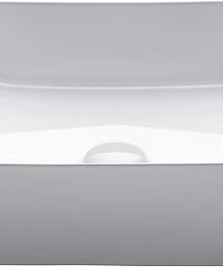 KRAUS Viva™ Square White Porcelain Ceramic Vessel Bathroom Sink, 15 5/8 in. L x 15 5/8 in. W x 5 1/8 in. H, KCV-202GWH