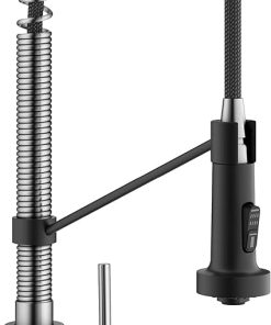 Kraus Bolden Touchless Sensor Commercial Style 2-Function Single Handle Pull Down Kitchen Faucets in Spot-Free Stainless Steel/Matte Black, KSF-1610SFSMB