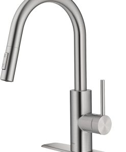Kraus Oletto Spot Free Stainless Steel Dual Function Kitchen Faucets with Pull Down Sprayer, KPF-2620SFS