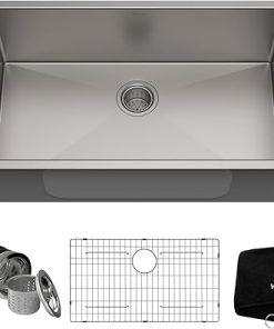 Kraus KHU100-32 Standart PRO 16 Gauge Undermount Single Bowl Stainless Steel Kitchen Sink, 32 Inch