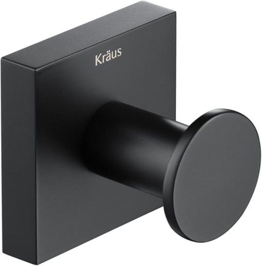 Kraus Ventus Bathroom Robe and Towel Hook, Matte Black Finish, KEA-17701MB