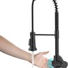 KRAUS Allyn Transitional Industrial Pull-Down Single Handle Kitchen Faucet in Spot-Free Black Stainless Steel 4