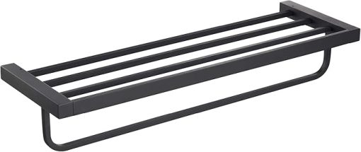 KRAUS Stelios Bathroom Shelf with Towel Bar, Matte Black Finish, KEA-19942MB