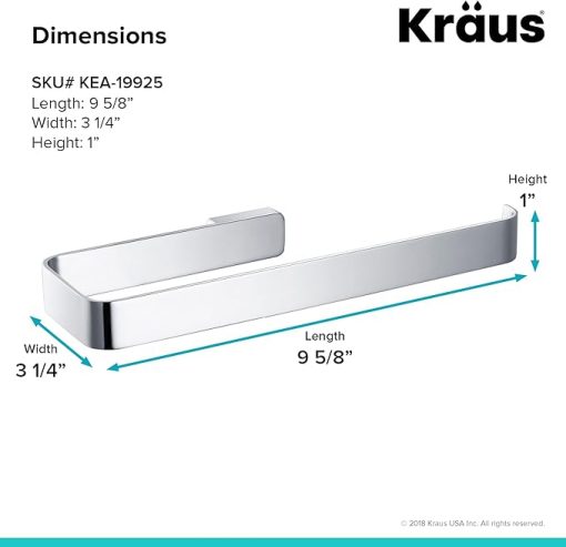 KRAUS Stelios Bathroom Towel Ring, Chrome Finish, KEA-19925CH - Image 2