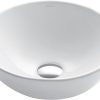 KRAUS Viva™ Round White Porcelain Ceramic Vessel Bathroom Sink, 15 3/4 in. D x 5 3/8 in. H, KCV-205GWH 3